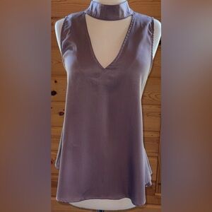 Yellow chair Purple Sleeveless Satin Blouse Medium